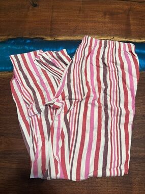 Auden Pink, White & Red Striped Knit Pajama Leggings